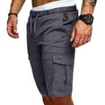 thumbnail image 3 of Cotonie Mens Shorts, Men Casual Solid Knee Length Cargo Shorts with Pocket Slim Fit Drawstring Summer Shorts Gray L, 3 of 6