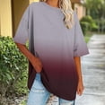 thumbnail image 4 of FRSASU Womens Plus Size Tops Basic Summer Shirts Short Sleeve Round Neck Gradient Color Casual T-Shirt Loose Fits Gray, 4 of 7