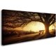 thumbnail image 1 of Bosque con atardecer dorado, pintura natural de paisaje decorativa, ideal para salas, dormitorios, oficinas o paredes del hogar. Con marco, puede colgarse directamente., 1 of 7