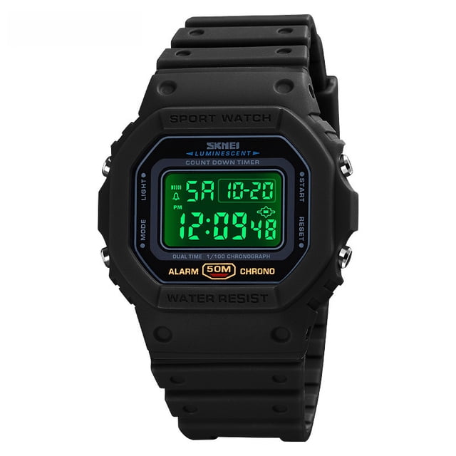 Reloj electrónico digital para hombre Moment Handsome, resistente a golpes, de plástico, con hebilla LED, para estudiantes, para exteriores, cuadrado, deportivo, para parejas