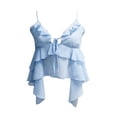 thumbnail image 5 of Lixiuxyad Trend Summer Tank Tops Women's Summer Ruffle Strap Camisole Slim Fit Asymmetrical Tank Top For Casual Wear And Layering,Blue, 5 of 6
