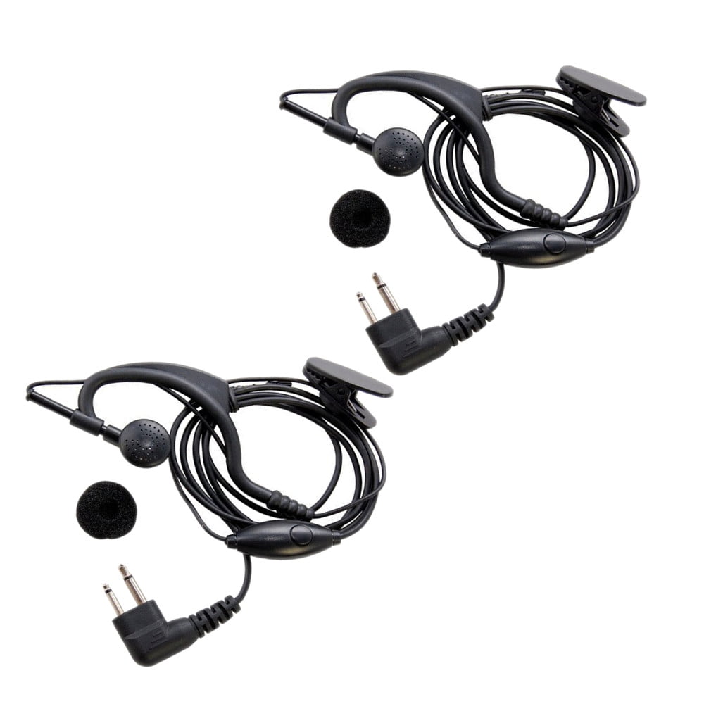 HQRP External Ear Loop 2Pin Headset w/ PTT Mic for Motorola Series Radio Devices 