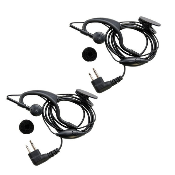 HQRP Set: 2PCS 2-Pin External Ear Loop Hands Free with Push-to-Talk Microphone for Motorola Radio Devices CLS Series: CLS1110 CLS1410