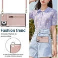 thumbnail image 3 of Crossbody Phone Case for iPhone 11 Pro Case with Card Holder for Women,iPhone 11 Pro Case Wallet with Strap Lanyard for Men,PU Leather Magnetic Clasp with Kickstand 5.8", Rosegold, 3 of 18