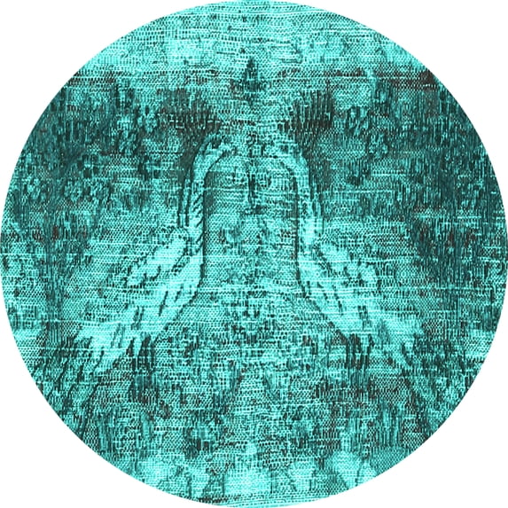 Ahgly Company Indoor Round Persian Turquoise Blue Traditional Area Rugs, 8' Round