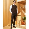 thumbnail image 5 of Kallspin Men's Sweater Vest Cotton V Neck Relaxed Fit Knit Sleeveless Pullover Sweater(Brown,3X-Large), 5 of 9