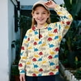 thumbnail image 2 of Uorisanigo Girls Oversized Sweatshirts Half Zip Pullover Sweatshirt Casual Colorful Cartoon Dinosaur Long Sleeve Zipper Sweatshirts Athletic Pullover Jackets Fall Spring Outfits Clothes, 2 of 7