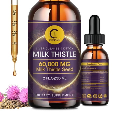Liver Cleanse Detox & Repair - Herbal Liver Support Milk Thistle Supplement - Silymarin Milk Thistle Supplements - 2 FL OZ