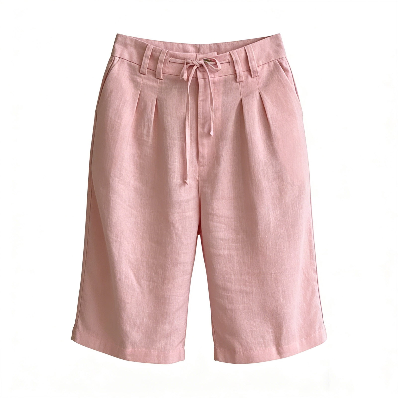 NTACZA Womens Cotton Linen Shorts Pleated Dress Shorts Drawstring Athletic Shorts for Ladies XXXL