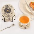 thumbnail image 3 of Yayeee 6 PCS Drink Coasters with Holder Set Woven Absorbent Round Tabletop Hot Pad, Beige Astronaut Planet, 3 of 7