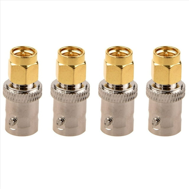4X Adaptador Conector SMA Macho Dorado A BNC Hembra Plateado