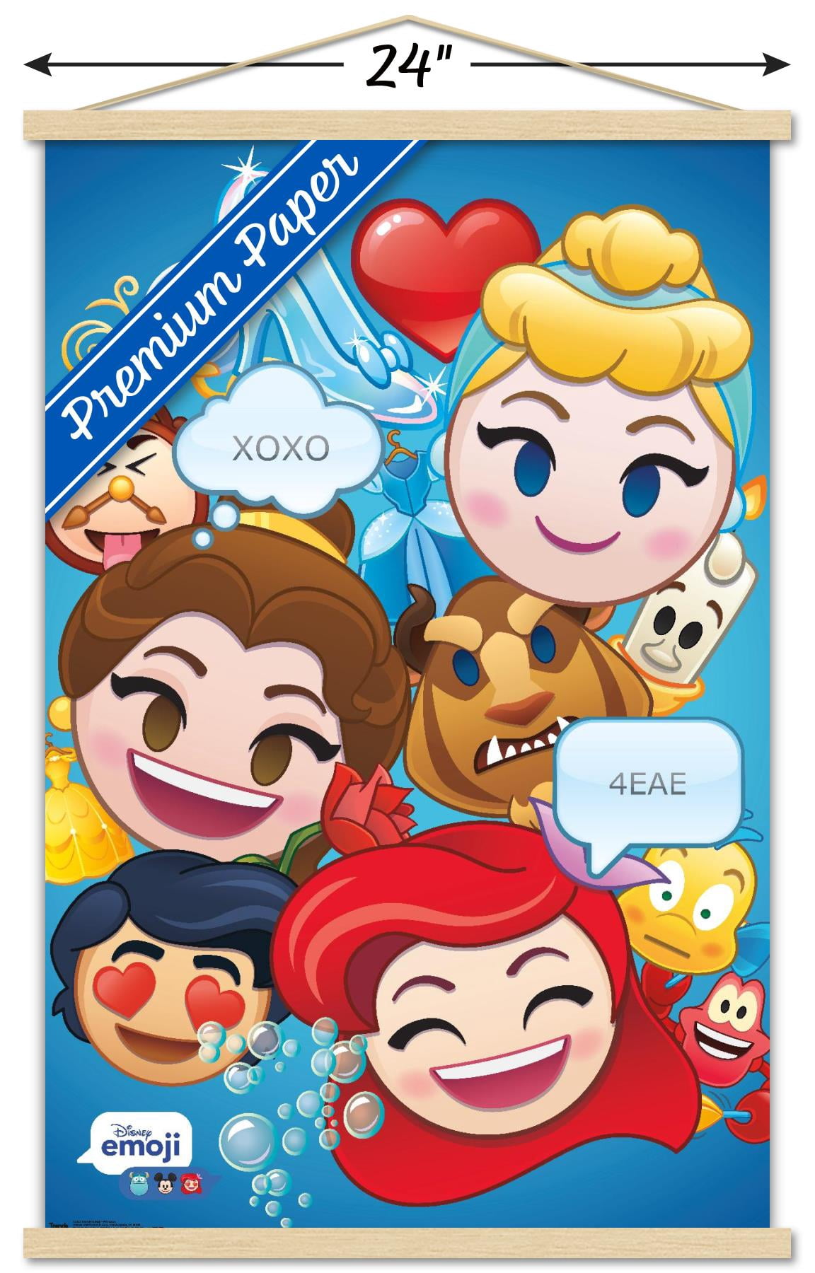 Disney Emoji - Disney Princess Wall Poster with Wooden Magnetic Frame, 22.375" x 34"
