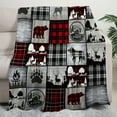 thumbnail image 3 of [All-Season Soft Flannel Throw Blanket] Rustic Farmhouse Flannel Throw Blanket with Bear Paw & Deer Print - Soft, Tear-Resistant, All-Season Bedding for Couch, Sofa, Office, and Travel, 3 of 6