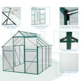 thumbnail image 5 of 6 x 8FT Large Greenhouses for Outdoors, 4mm Thick Polycarbonate Heavy Duty Aluminum Green House Kit with Adjustable Roof Vent, Rain Gutter, Sliding Door for Backyard, Garden, Green, 5 of 6