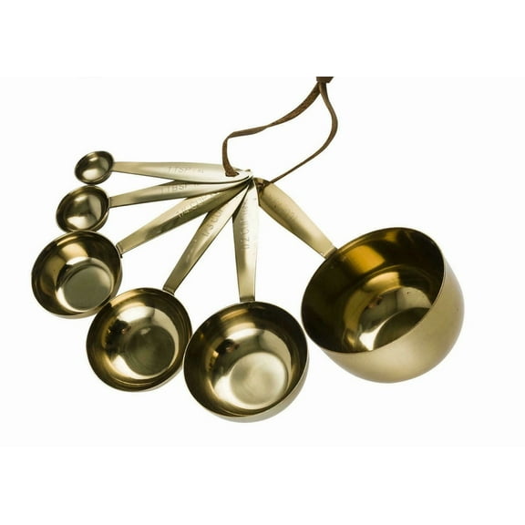 6Pc Stainless Steel Measuring Cups & Spoon Set Baking Cooking Kitchen Tool Gold