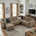 thumbnail image 6 of Bonzy Home Convertible Modular Padded Sectional Sofa Couch with Foam Frame & Ottoman for Living Room - Brown, 6 of 10