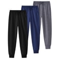 thumbnail image 3 of Muvtei Boys Sweatpants 3 Pack Athletic Workout Kids Casual Pants Boys Joggers with Pocket and Elastic Drawstring Waist Size 6-16, 3 of 4