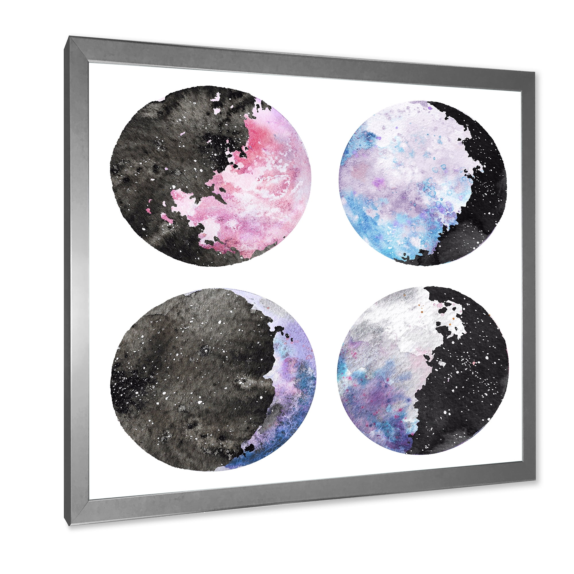 Designart 'Moon Phases With Sky and Stars' Bohemian & Eclectic Framed Art Print