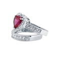 thumbnail image 3 of BERRICLE Sterling Silver Halo Wedding Engagement Rings Simulated Ruby Heart Shaped Cubic Zirconia CZ Statement Heart Ring Set for Women, Rhodium Plated Size 9.5, 3 of 10