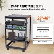 BENTISM 15U Open Frame Server Rack، 15-40 Depth قابل للتعديل، Free Standing or Wall Network Server Rack، 4 Post AV Rack with Casters Two Shelves