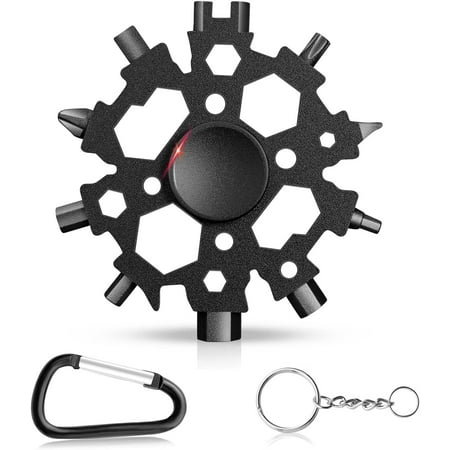 Upgraded Snowflake Multi-Tool 23-in-1 Snowflake Tool Stainless Steel Snowflake Multi Tool Unique Cool Gadgets Gift for Men Dad Husband Boyfriend (Black)