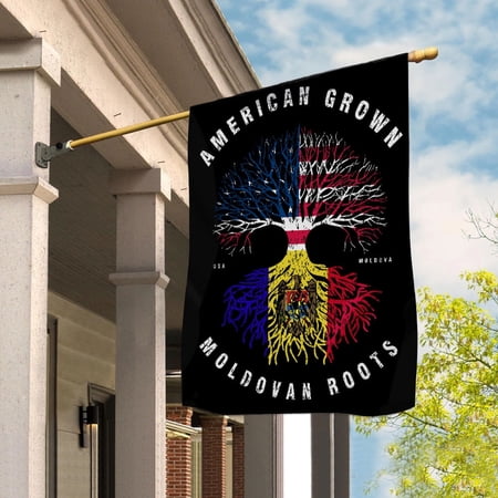 American Grown Moldovan Roots Moldova Flag Souvenir friendship Proud House Flag, Double-Sided Decorative Outdoor Flag, Patriotic Polyester Yard Flag 29.5 x 39.5 in
