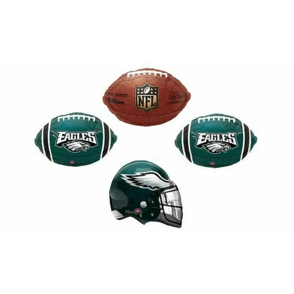 Eagles Football Helmet Super Bowl Big Game LIX 59 Party Bouquet Foil 4 Piece Balloon Pack NFC