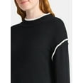 thumbnail image 3 of Time and Tru Women's Tipped Sweater Dress, Midweight, Sizes XS-XXXL, 3 of 4