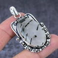 thumbnail image 2 of Natural Black Rutile Gemstone Handmade 925 Sterling Silver Pendant 2.17", 2 of 2