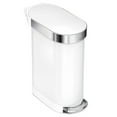 thumbnail image 1 of Simplehuman 45 Liter / 12 Gallon Slim Kitchen Step Trash Can with Liner Rim, White Stainless Steel, 1 of 8