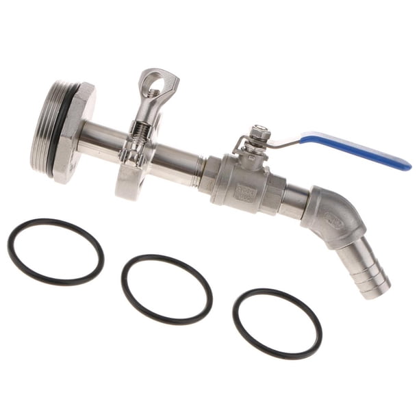 Válvula de con boquilla de inclinación de , adaptador de tambor, junta de manga de válvula de barril para 200L, válvula de material acero inoxida Salida 20MM DYNWAVEMX Adaptador de válvula de bola