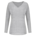 thumbnail image 4 of Annhoo Fall Tops for Women Elegant Slim Long Sleeve V Neck Knitted Tees Fashion Side Slit Dressy Shirts, 4 of 6