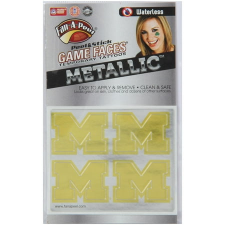 Michigan Wolverines Game Faces Metallic Tattoo