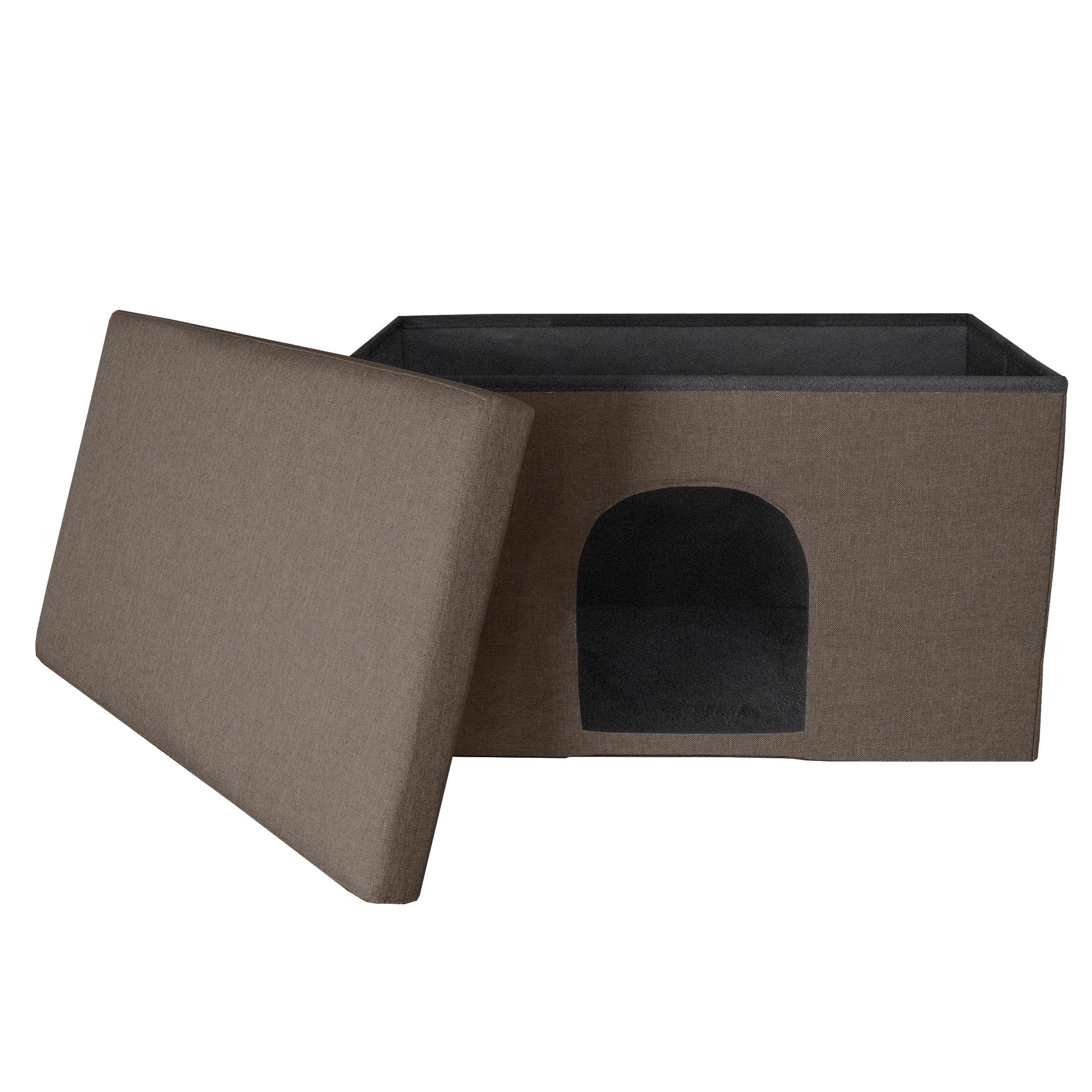 Felt Pet House Private Hideout Den & Collapsible Pop Up Living Room Ottoman Footstool Condo for Cats & Small Dogs Furhaven Pet Dog Bed Available in Multiple Colors & Styles 