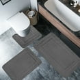 thumbnail image 6 of Bathroom Rug Set 3 Piece | Large Non Slip Bath Mat, Toilet Contour Rug, Soft Velvet Fleece, Water Absorbent, Machine Washable | Blue Gray Black | Thick Foam | 19.6x31.4in, 15.7x23.6in, 15.7x19.7in, 6 of 8