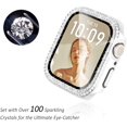 thumbnail image 3 of 4-Pack Compatible with Apple Watch Series 8 & Series 7 Screen Protector 41mm, Bling Case Crystal Protective Bumper with Screen Protector for Apple Watch Case, Rainbow/Clear/Black/Silver, 41mm, 3 of 5