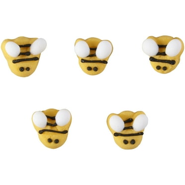 Wilton Bumble Bee Icing Decorations, Yellow, Black and White, 18-Count, Bee Form