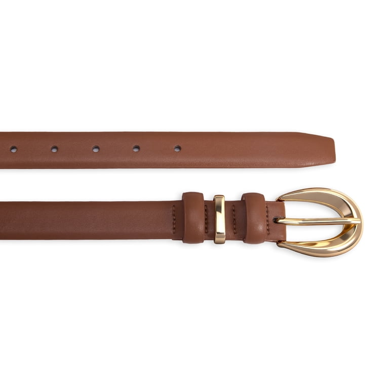 Fianmy Women Skinny Leather Belt with Gold Buckle, Ladies  display picture 3
