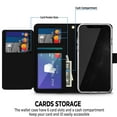thumbnail image 3 of For Nokia G100 luxurious PU leather Wallet 6 Card Slots folio with Wrist Strap & Kickstand Pouch Flip Shockproof Phone Case Cover by Xpression - Black, 3 of 8