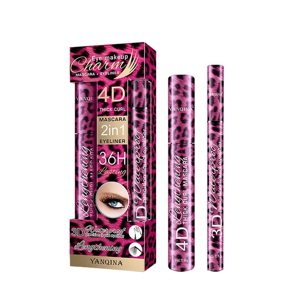 Leopard Print Mascara & Eyeliner Set, Long-lasting All Day, Smudge-Proof 10ml