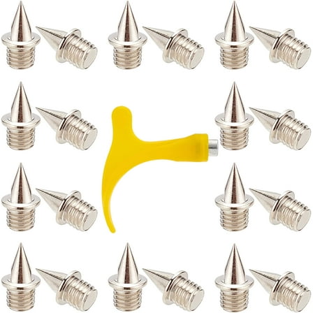 DIY 50Pcs 1/4 Inch Track Spikes Hard Steel Track Replacement Pyramid Spikes for Sports Track Shoes with Spike Wrench for Long Jump Track and Field Sprinting or Cross Country Outdoor(Sliver) DIY