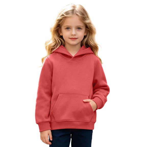 Toddler Girl's Long Sleeve Hoodie Solid Color Casual For Kids Sweatshirts Cute Trendy Fall Pullover Tops With Pocket Size 3-4T