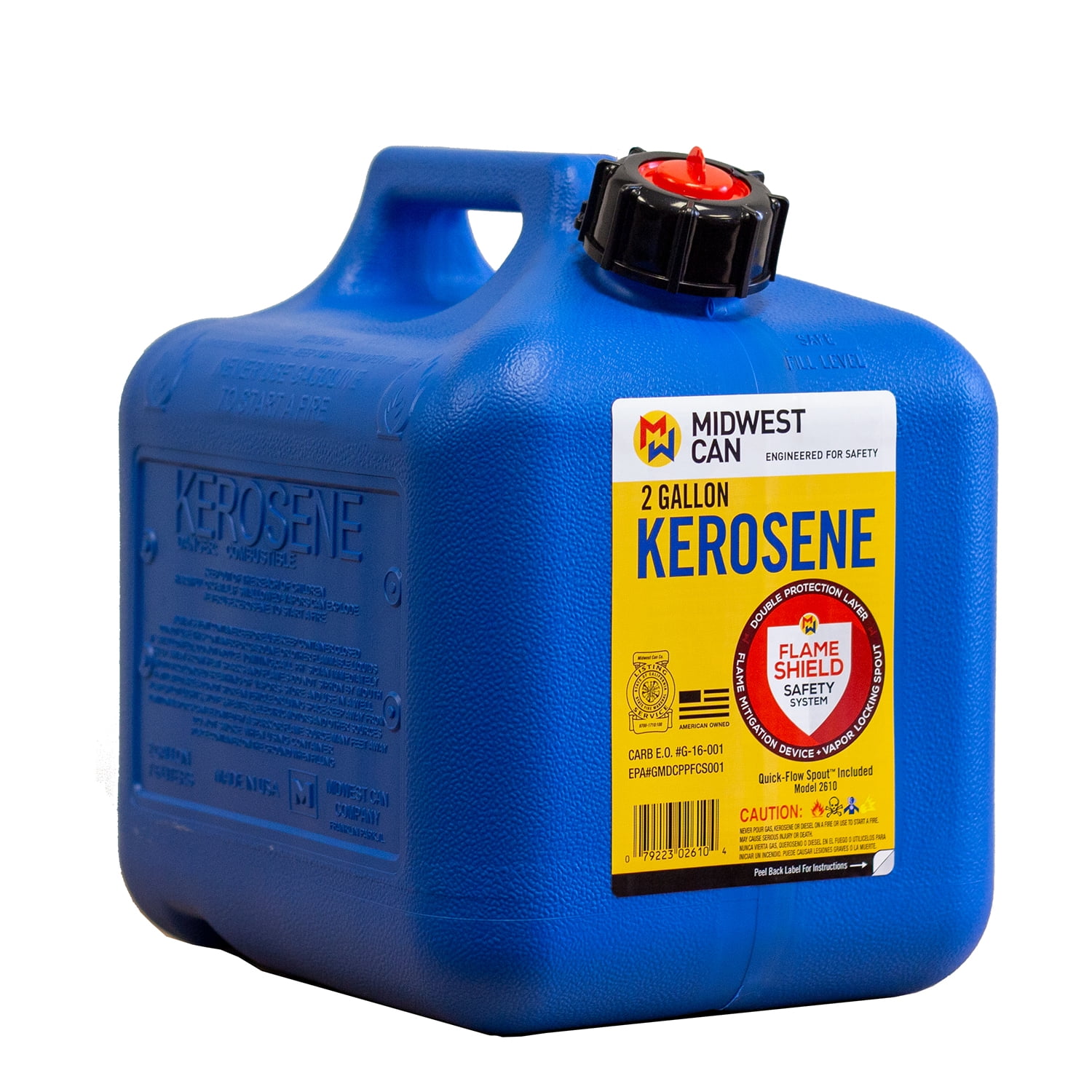 FLAME SHIELD 2610 Kerosene Can,2 gal.,Self,Blue,HDPE 