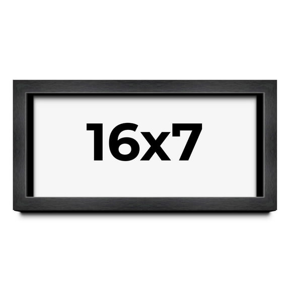 16x7 Shadow Box Frame Grey Charcoal Black | 0.875 Inches Deep | Wood Shadowbox Display Frame | UV