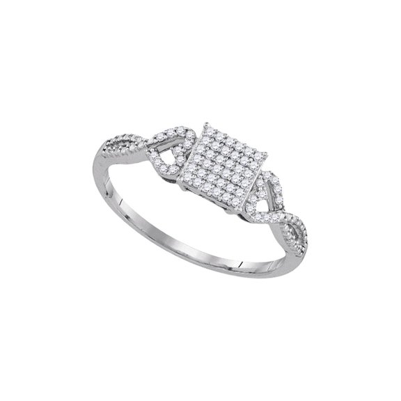 FB Jewels 10kt White Gold Womens Round Diamond Square Cluster Ring 1/5 Cttw Size 5