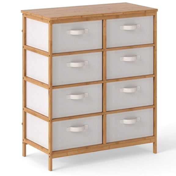 Costway 8 Drawers Dresser with Removable Fabric Bins, Chest of Drawers for Closet Hallway