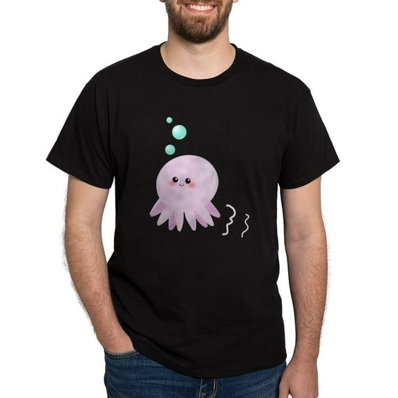 CafePress - Cute Pink Octopus T Shirt - Men's Classic Graphic Cotton T-Shirt