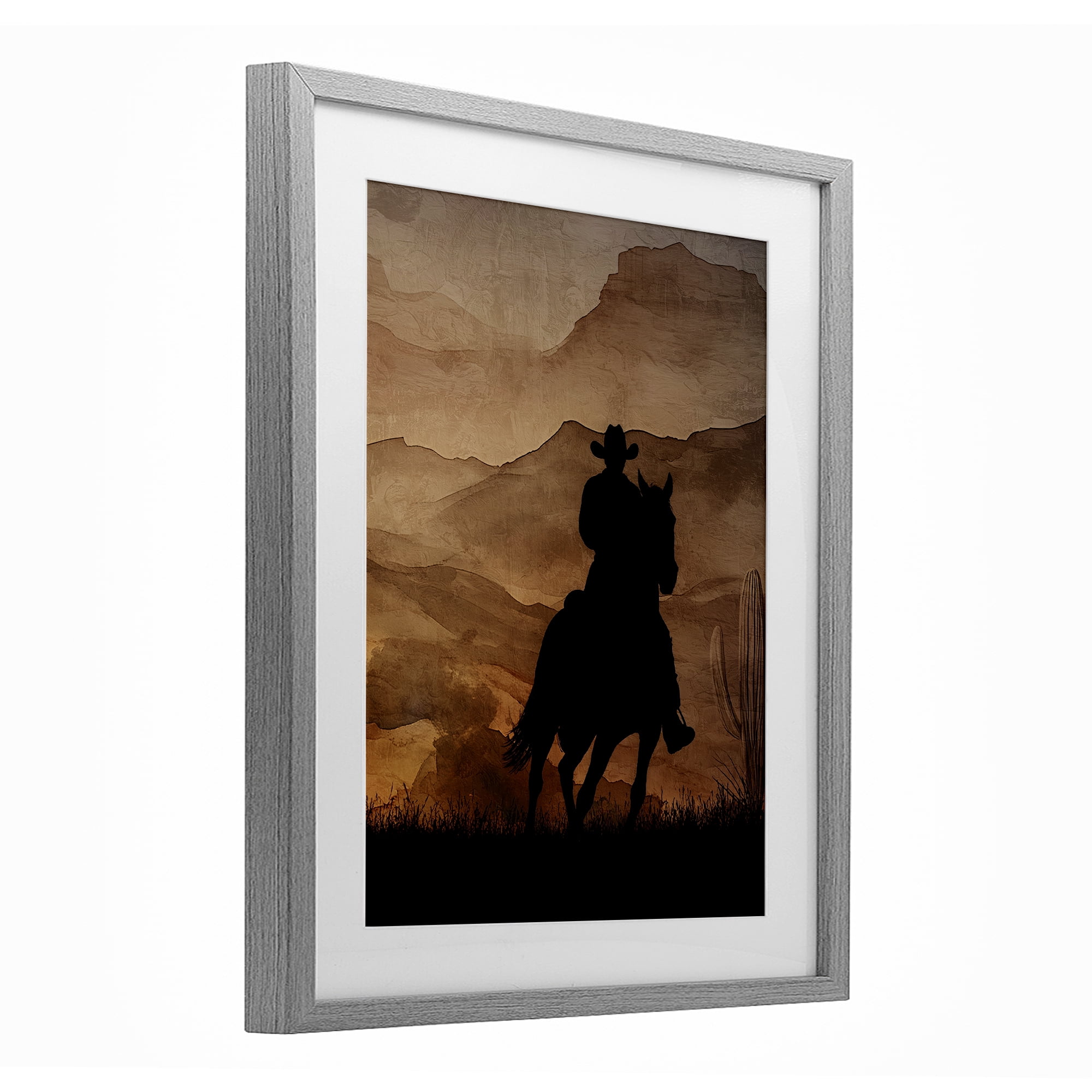 Stupell Industries Cowboy's Sunset Ride Gray Framed Print Under Glass, design by Kim Allen