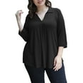 thumbnail image 5 of Traleubie Women's Plus Size Shirts 3/4 Sleeve Floral Print Blouses V Neck Tunic Tops, 5 of 8