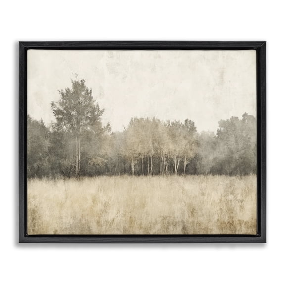 Stupell Industries Woodland Watercolors in Neutrals Black Framed Floater Canvas Wall Art design by Mona Grace, 17 x 21